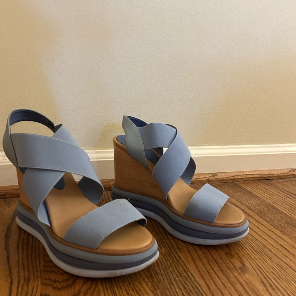 Paloma Barcelo Light Blue Wedge Sandals